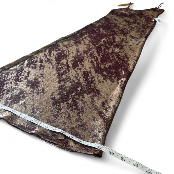 Burgundy Champagne Metallic Pink Burnt Velvet Maxi Slip Spaghetti Straps NWT - Picture 6 of 10